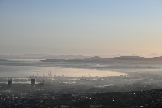 Smog over Cape Town cityscape